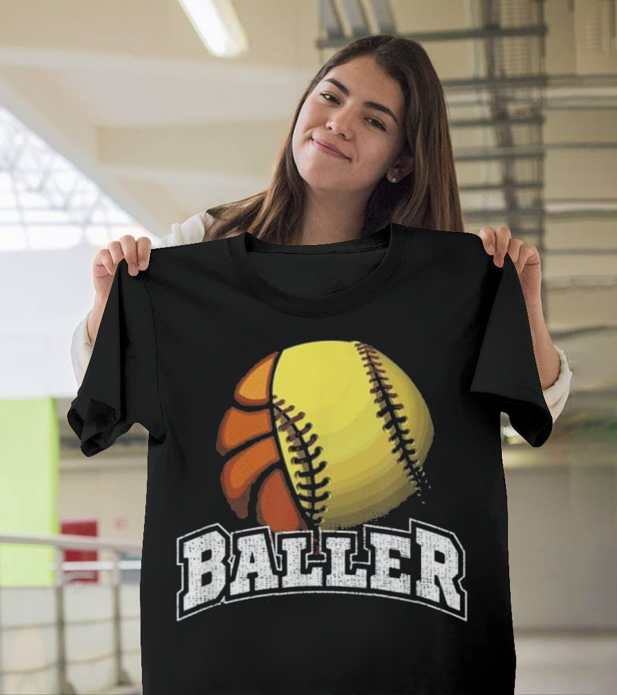 Funny Softball Basketball Player Baller Cool T-Shirt