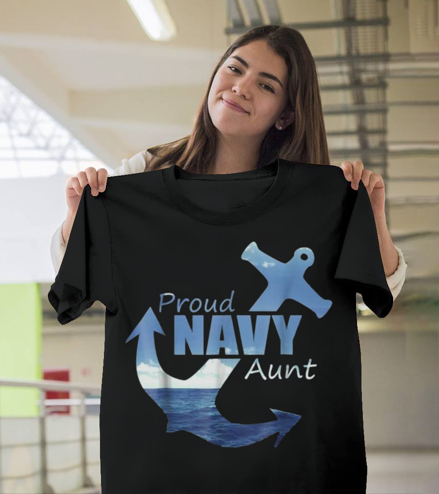 Proud Navy Aunt Anchor Ocean T-Shirt