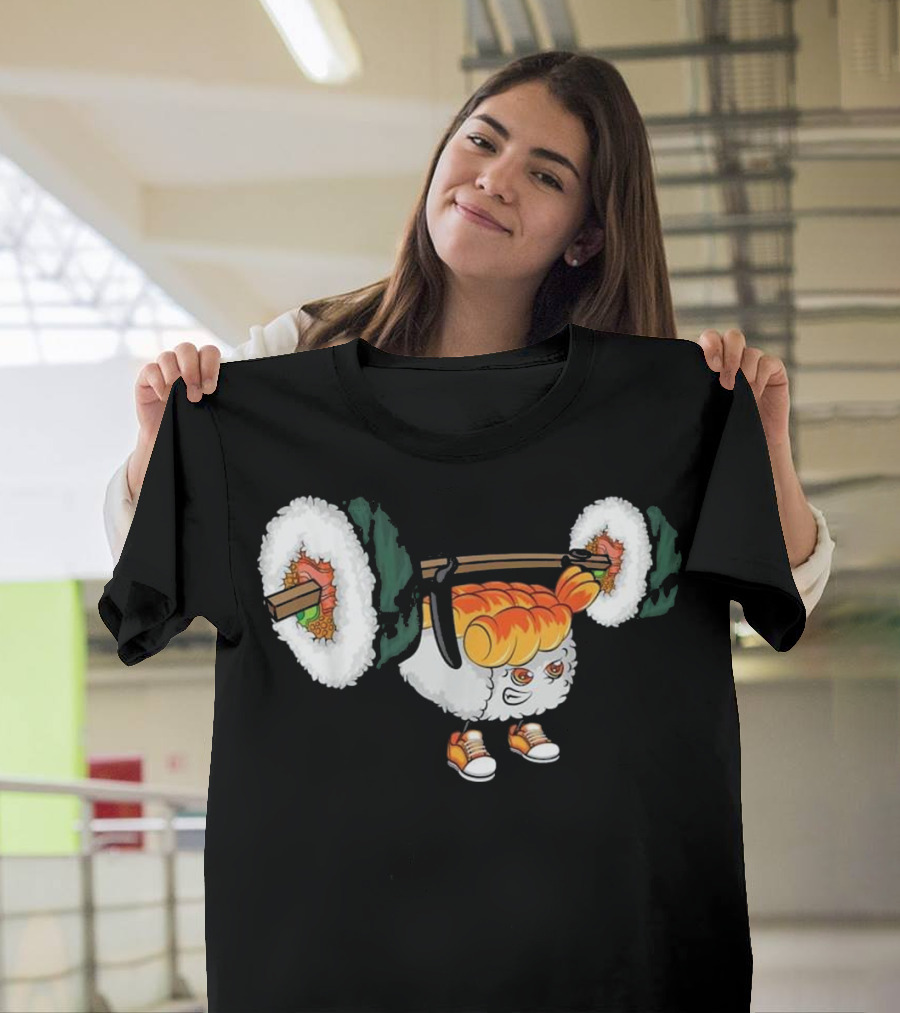 Funny Sushi Weight Lifting Japanese Sushi Barbell Lifter T-Shirt