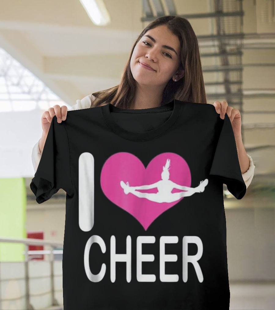 I Love Cheer Jumping Cheerleader T-Shirt