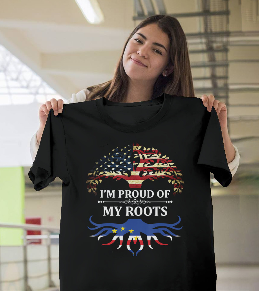 I'm Proud of My Cabo Verdean American Roots with Flag Tree T-Shirt