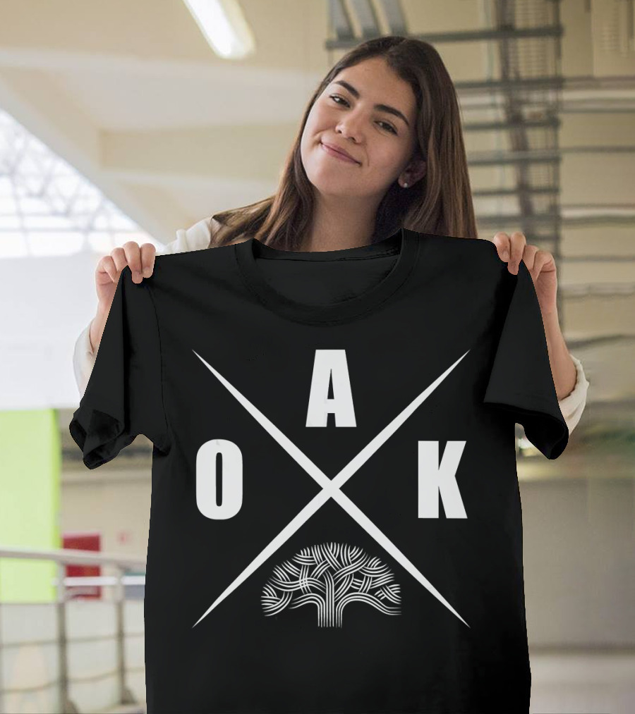 Oakland California OAK Tree Cross Iconography T-Shirt