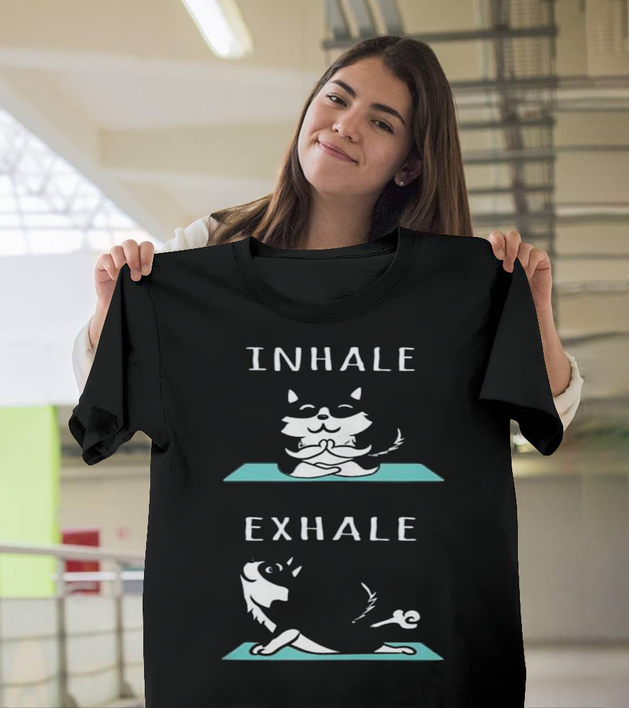 Husky Inhale Exhale Funny Yoga Dog T-Shirt