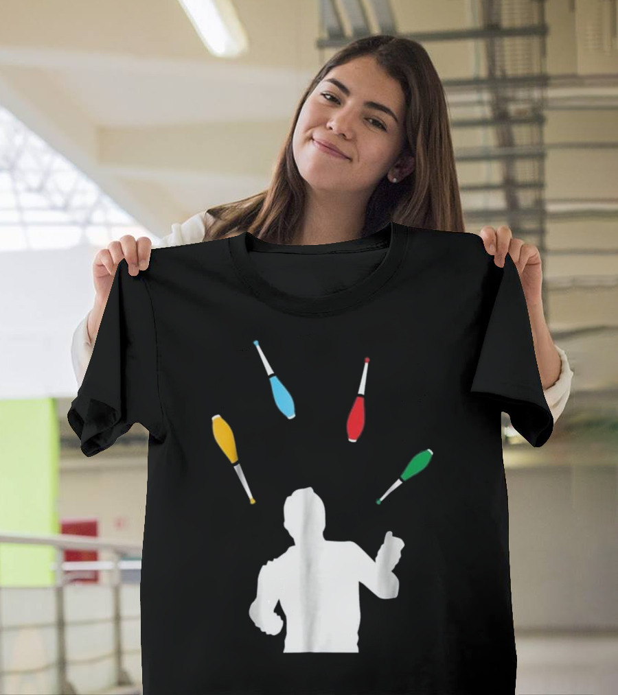 Silhouette Juggler with Colorful Clubs T-Shirt