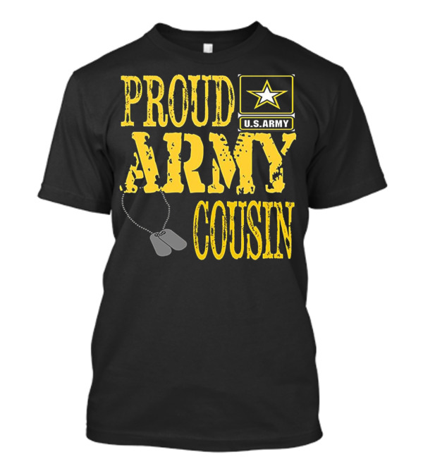 Proud U.S. Army Cousin Military Pride Star Logo Dog Tags T-Shirt
