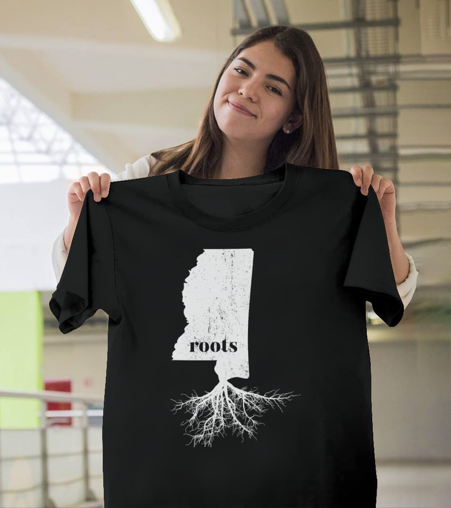 Mississippi Roots State Outline with Roots T-Shirt