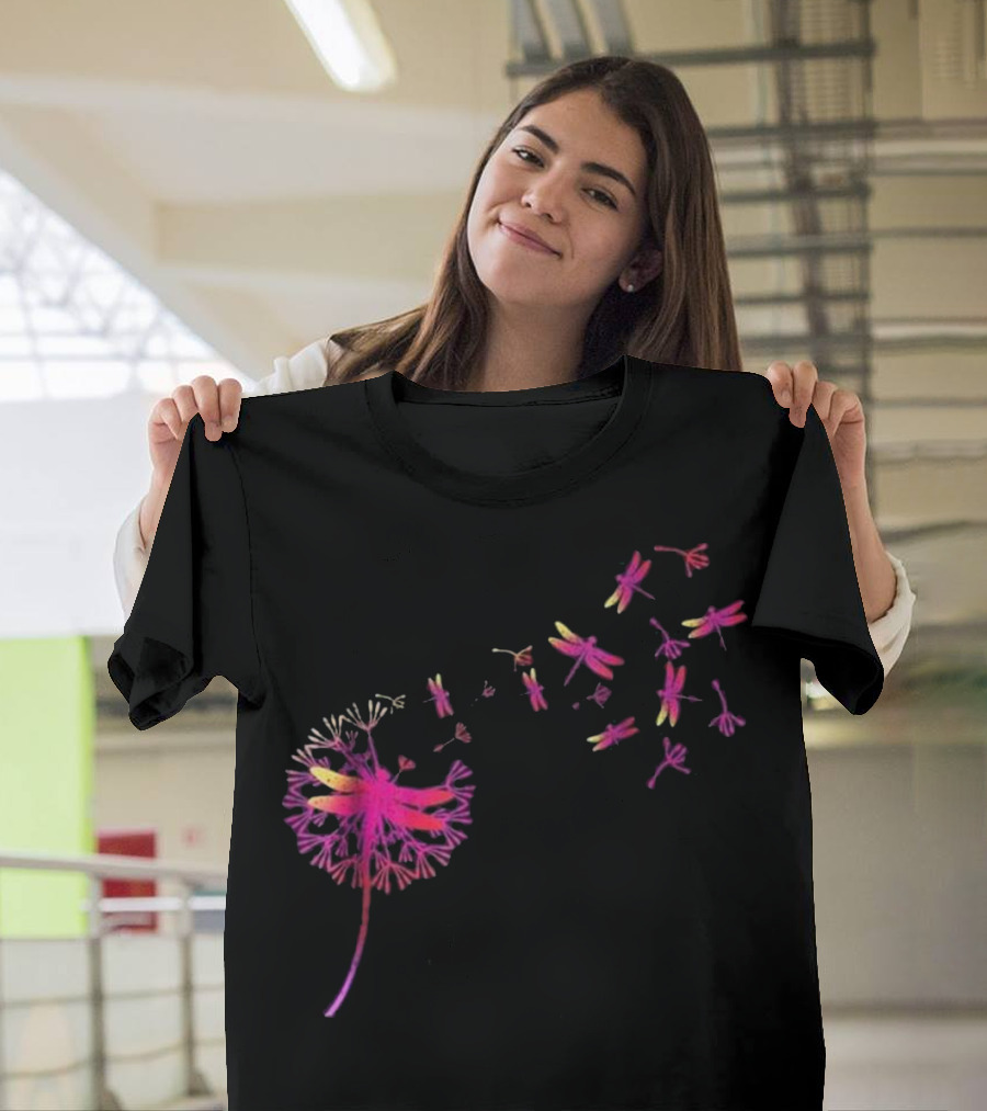 Dandelion and Dragonfly Awesome Burst of Colors T-Shirt