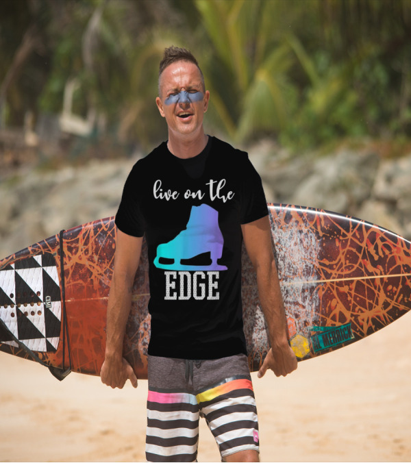Live On The Edge Ice Figure Skating Skater Boot T-Shirt