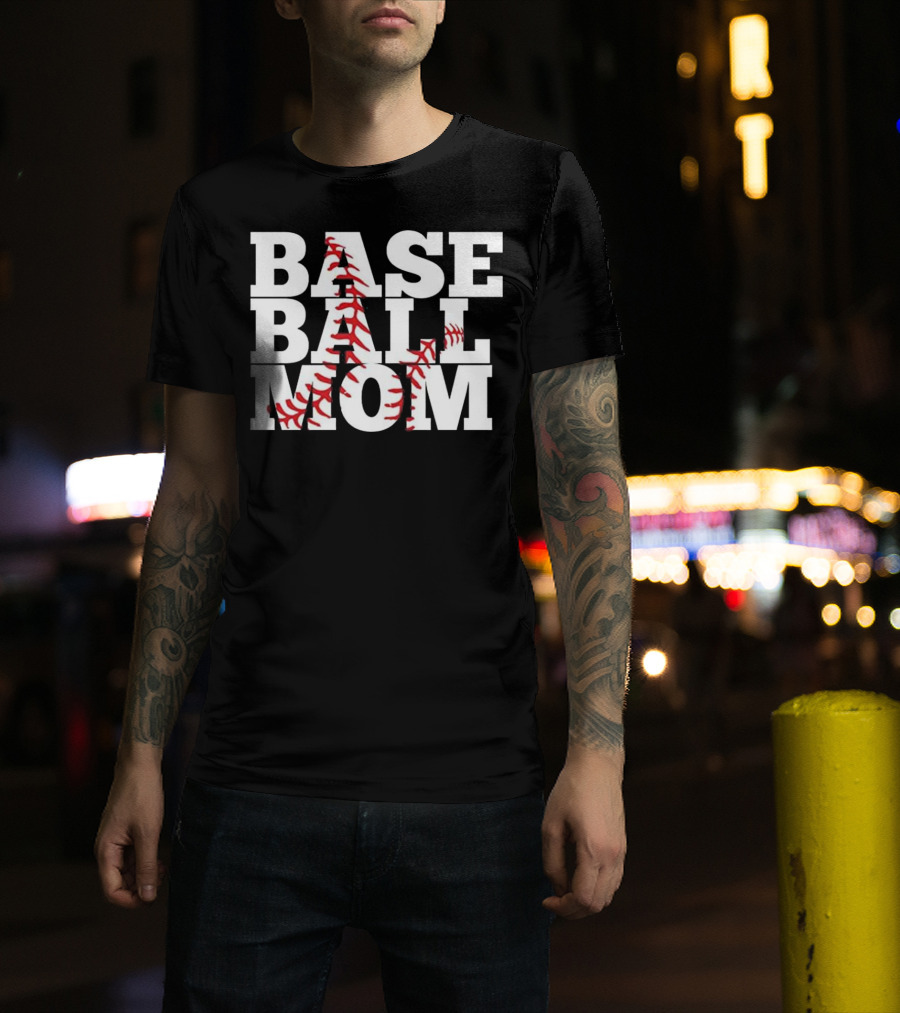 BASEBALL MOM STITCHED BASEBALL SEAMS T-Shirt