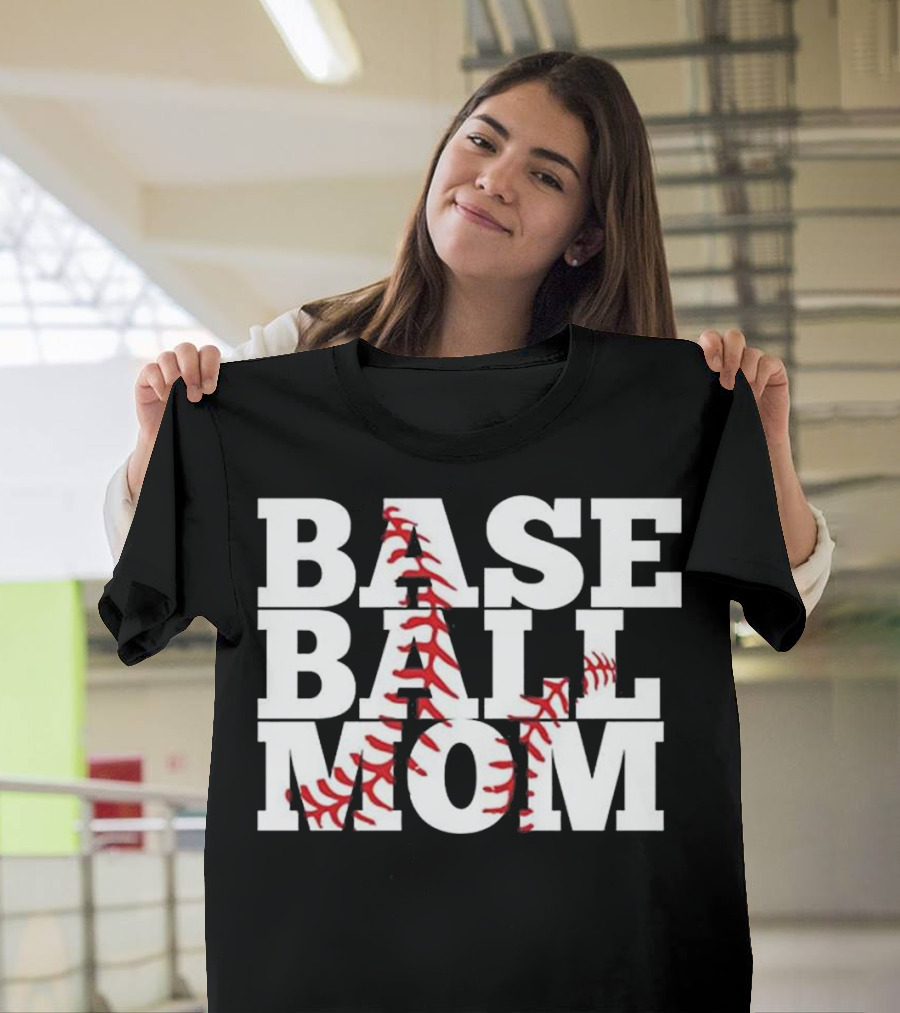 BASEBALL MOM STITCHED BASEBALL SEAMS T-Shirt