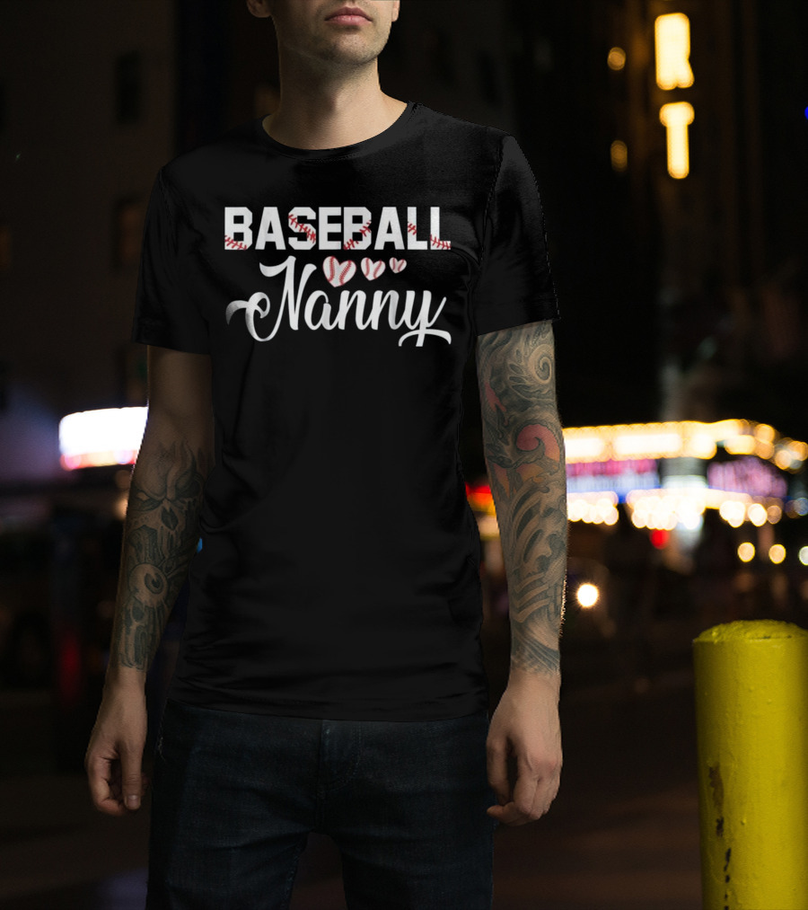 Baseball Nanny Love With Heart-Shaped Baseballs T-Shirt