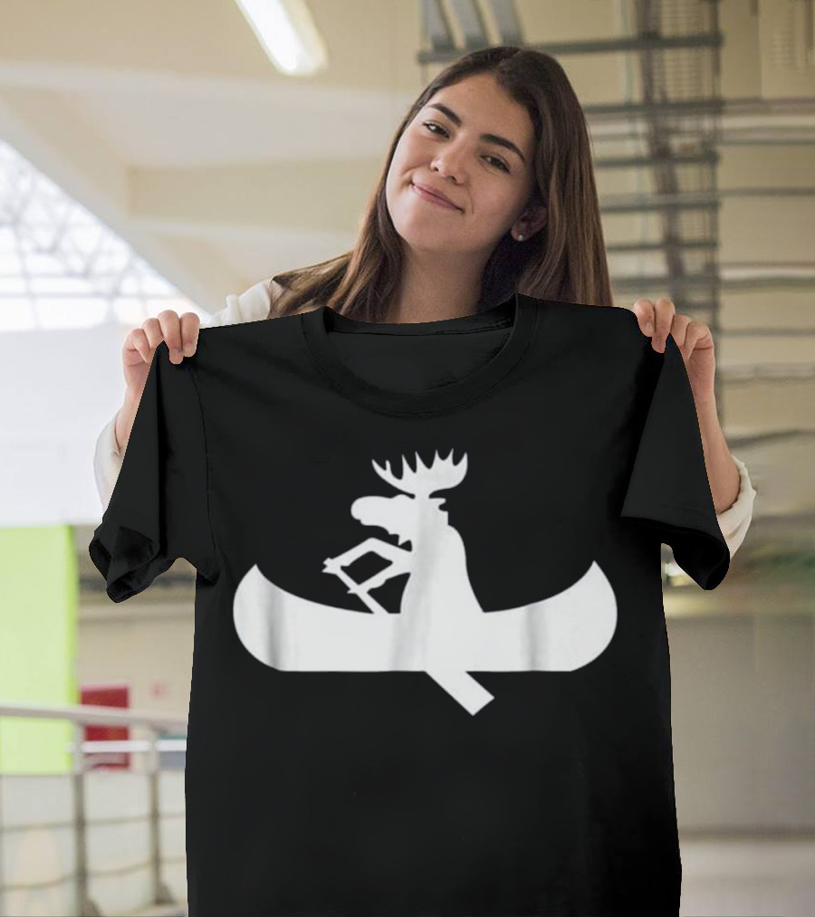 Moose Canoe Lake Moose in a Canoe Hi Silhouette Adventure T-Shirt