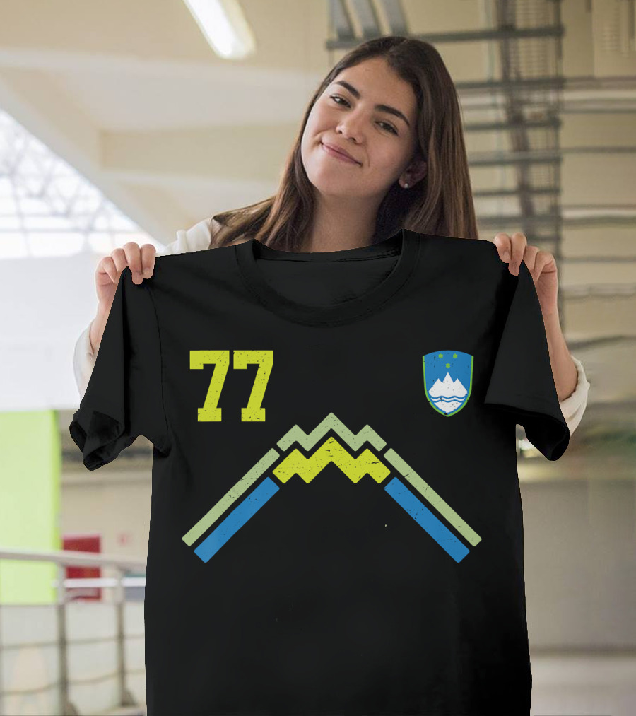 Slovenia Soccer Jersey Slovenija Football National Team Number 77 Mountain Crest T-Shirt