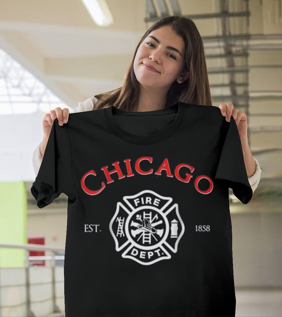 Chicago Fire Dept EST 1858 Badge Emblem T-Shirt