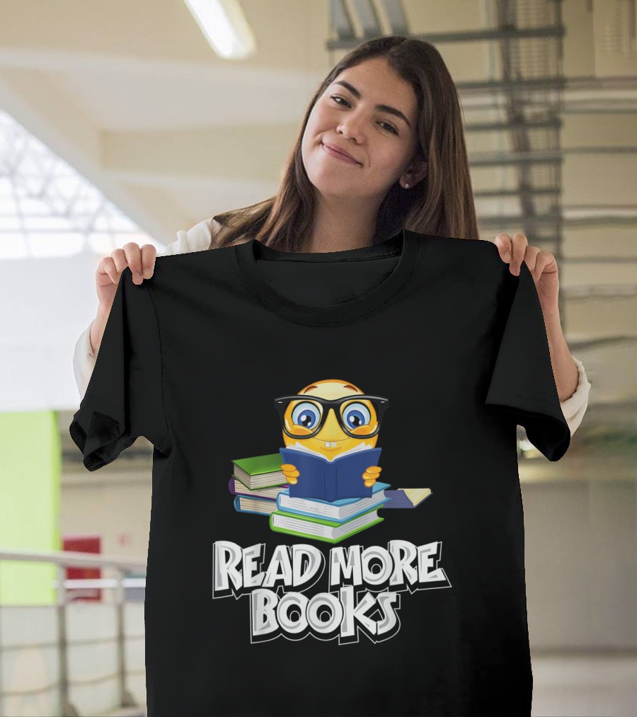 Read More Books Emoji Funny Cute Bookworm T-Shirt