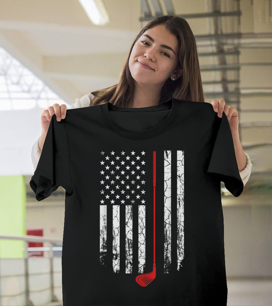 Vintage American Flag Golf Patriot T-Shirt