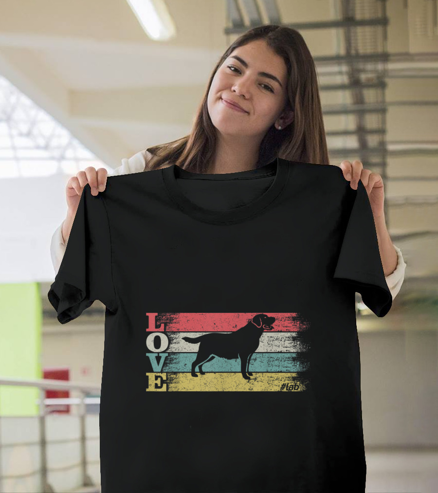LOVE Vintage Labrador Retriever Retro Stripes T-Shirt