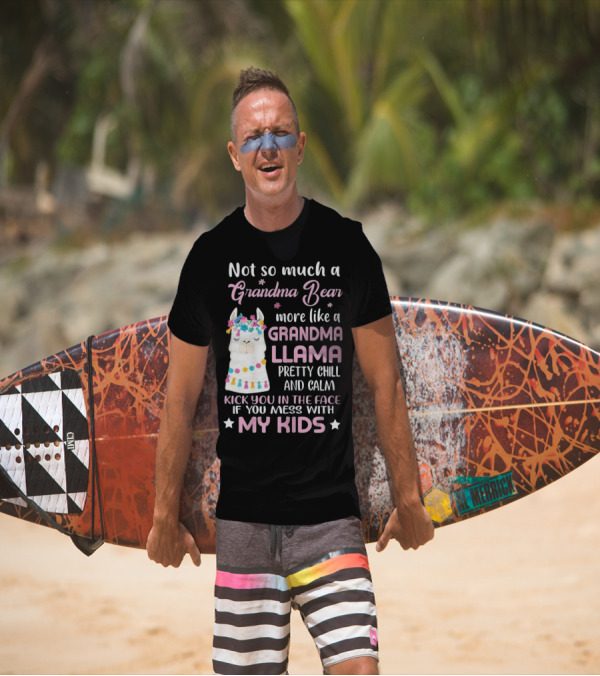Not So Much A Grandma Bear More Like A Grandma Llama Pretty Chill And Calm Kick You In The Face If You Mess With My Kids T-Shirt