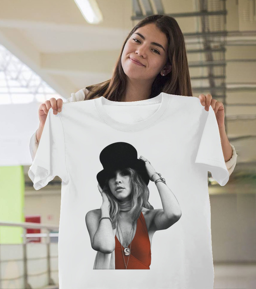 Fw 7 Stevie Nicks Vintage Red Dress And Black Top Hat T-Shirt