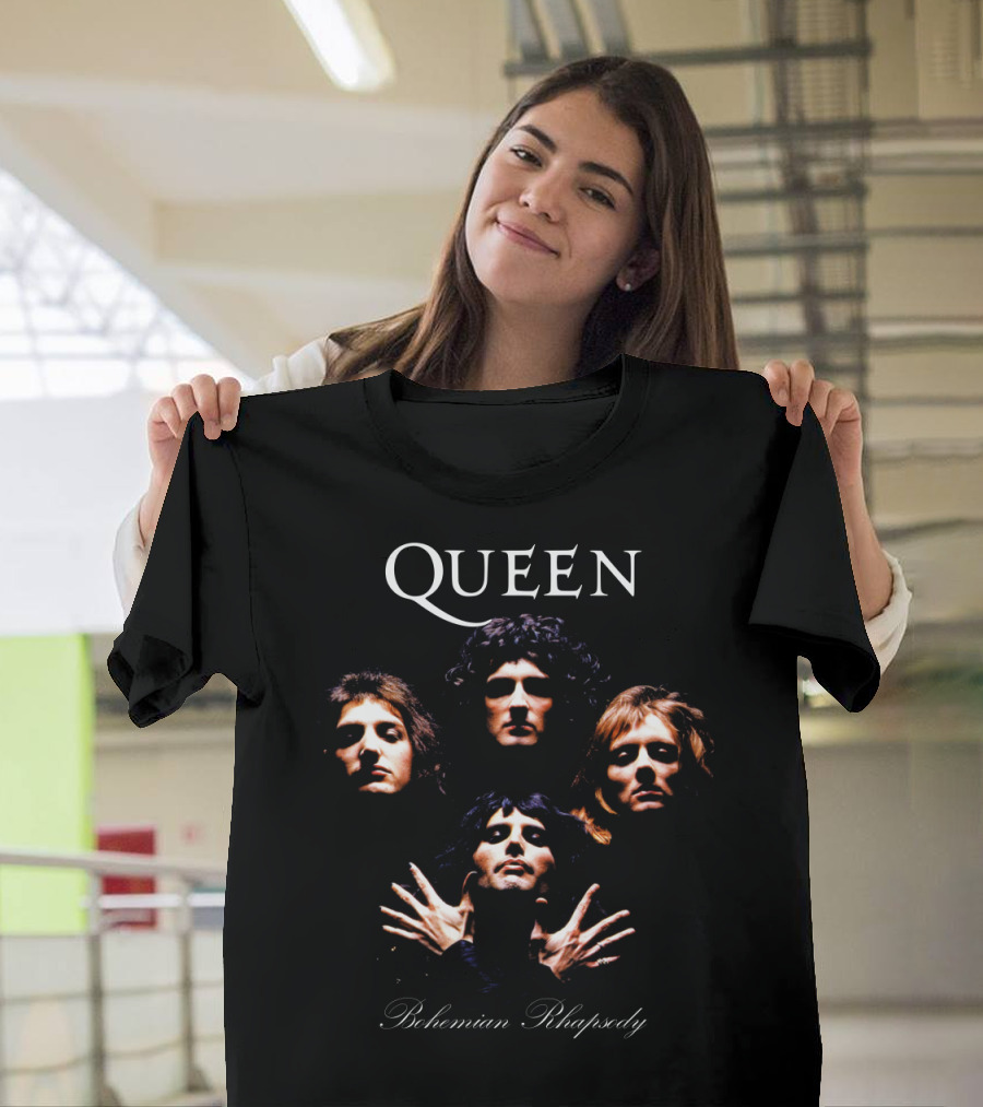 Qu 03 - Iconic Bohemian Rhapsody Band Portrait With Famous Faces And Hands T-Shirt