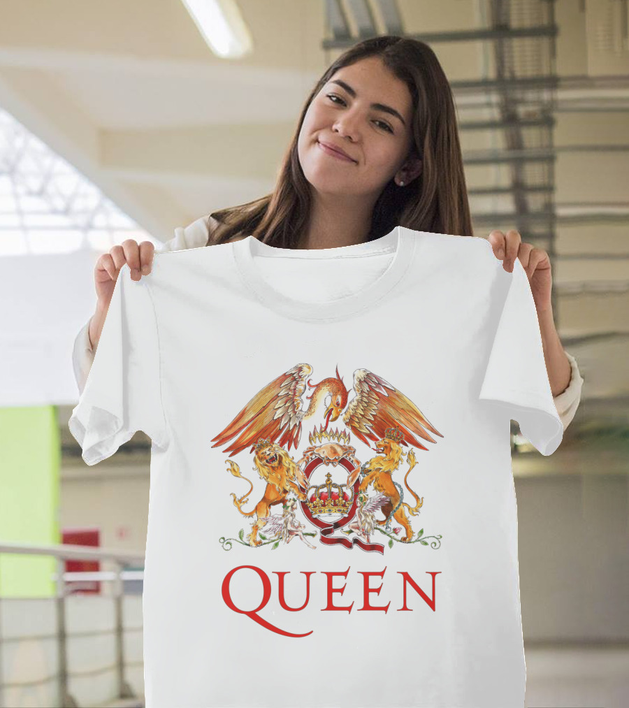 Queen Band Crest Logo With Lions And Phoenix T-Shirt