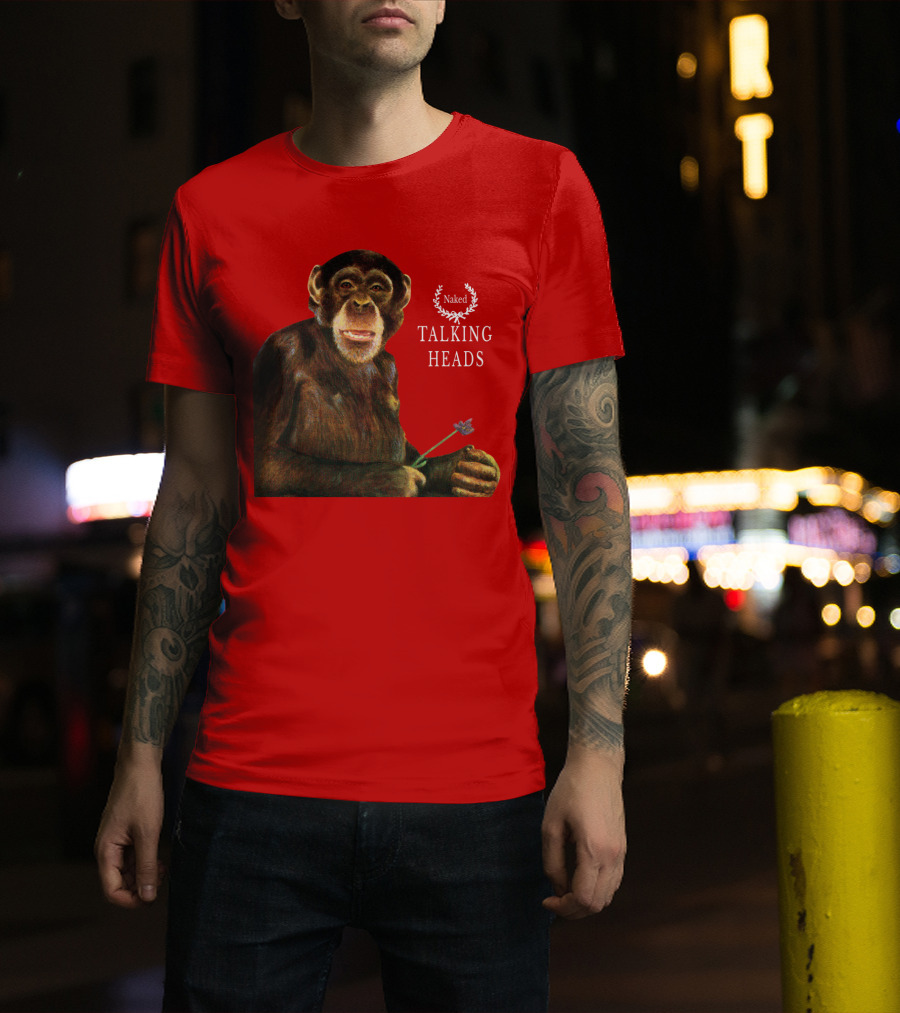 Naked Talking Heads Nothing But Flowers Monkey Holding Flower T-Shirt