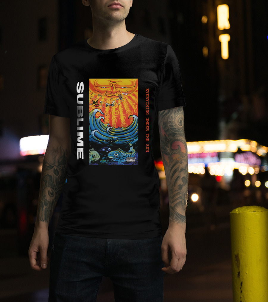 Sublime Everything Under The Sun Waves And Fish Artwork T-Shirt