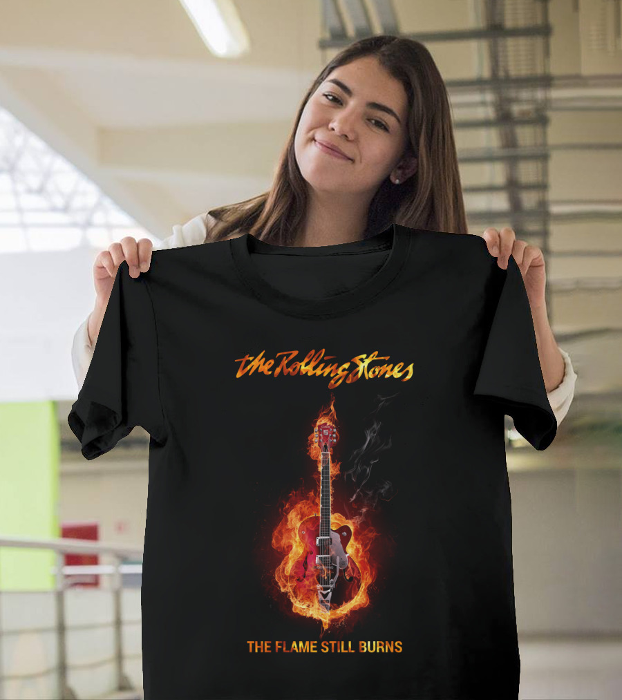 The Rolling Stones The Flame Still Burns Fiery Guitar T-Shirt