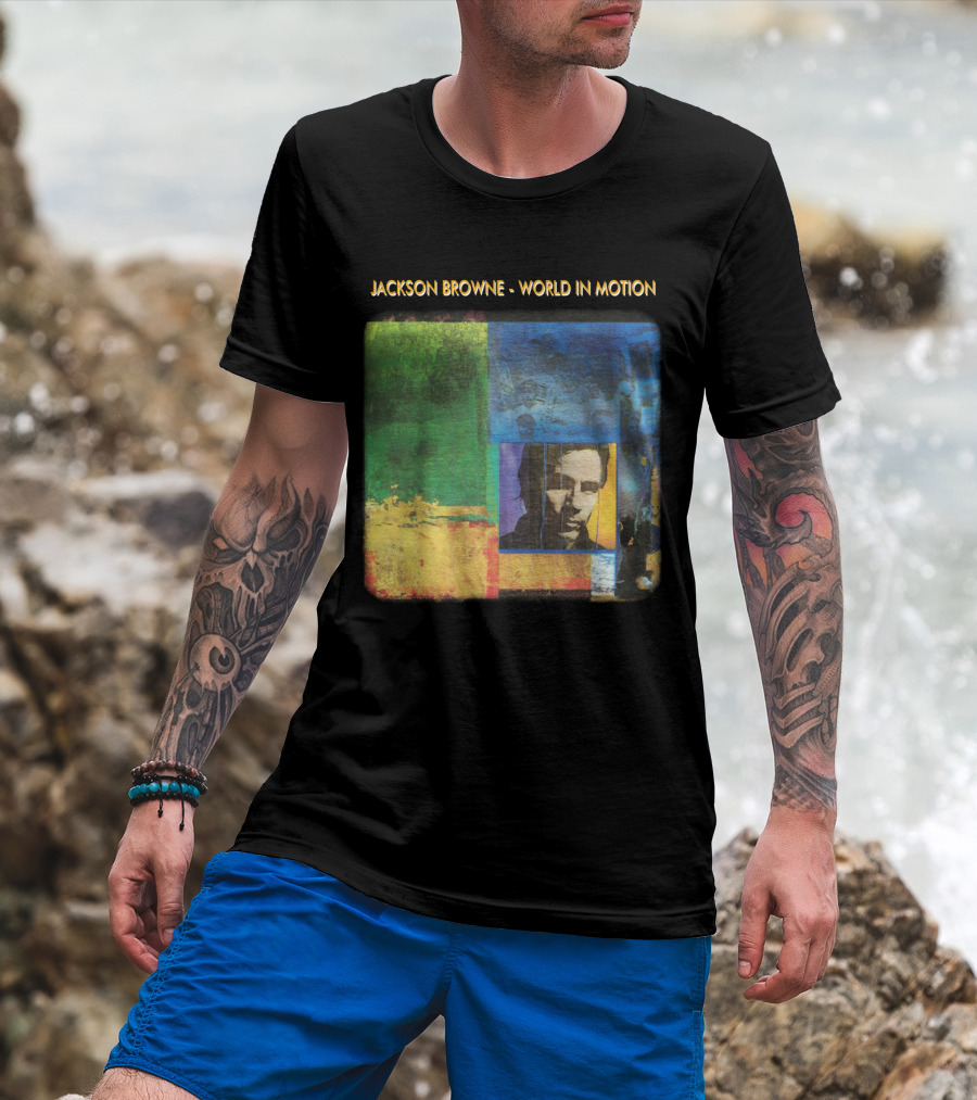 Jackson Browne World In Motion Album Cover Collage T-Shirt
