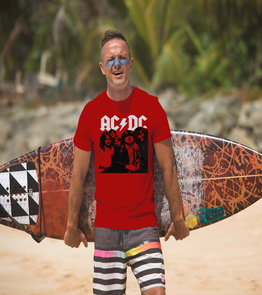 Acdc Band Classic Members Black And White Photo Vintage Style T-Shirt