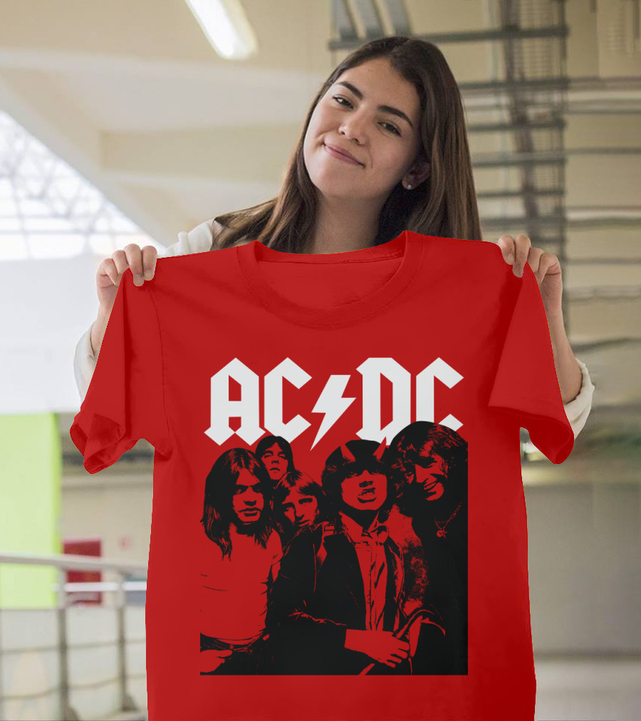 Acdc Band Classic Members Black And White Photo Vintage Style T-Shirt