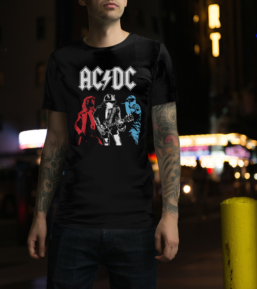 Acdc Angus Young Guitarist Silhouettes Rock Performance T-Shirt