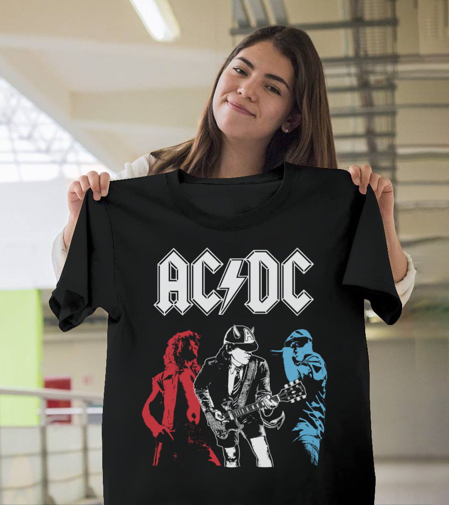 Acdc Angus Young Guitarist Silhouettes Rock Performance T-Shirt