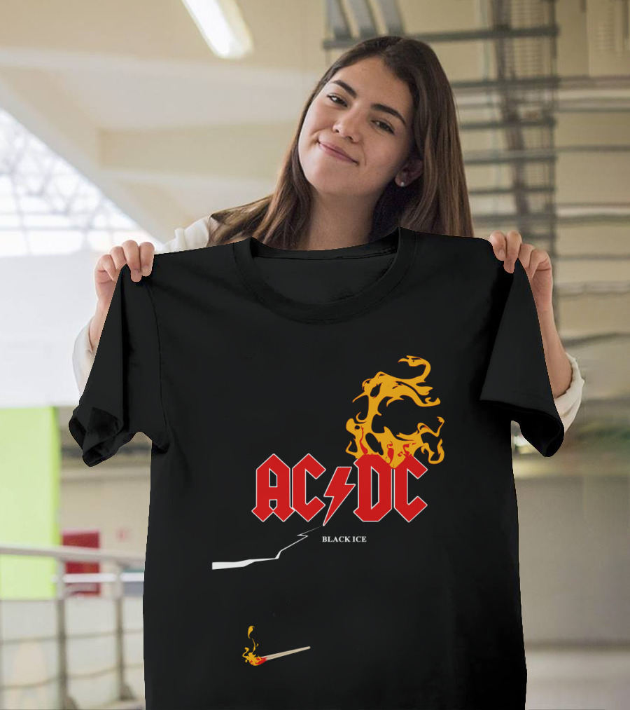 Acdc Black Ice Flame With Matchstick T-Shirt