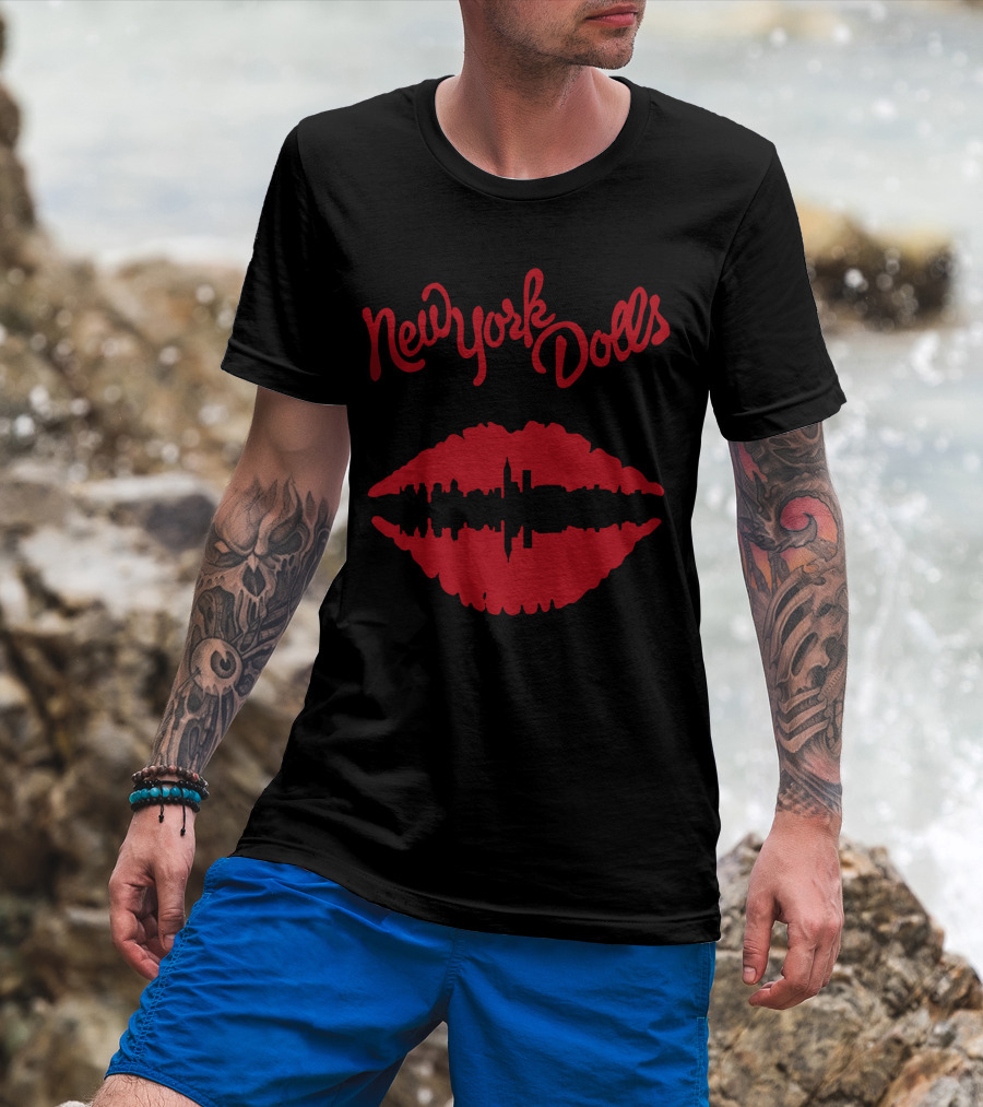 New York Dolls Red Lips Skyline Nyd T-Shirt