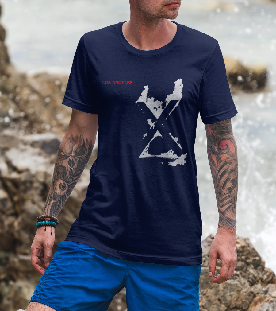 X Los Angeles Vintage Style Black T-Shirt