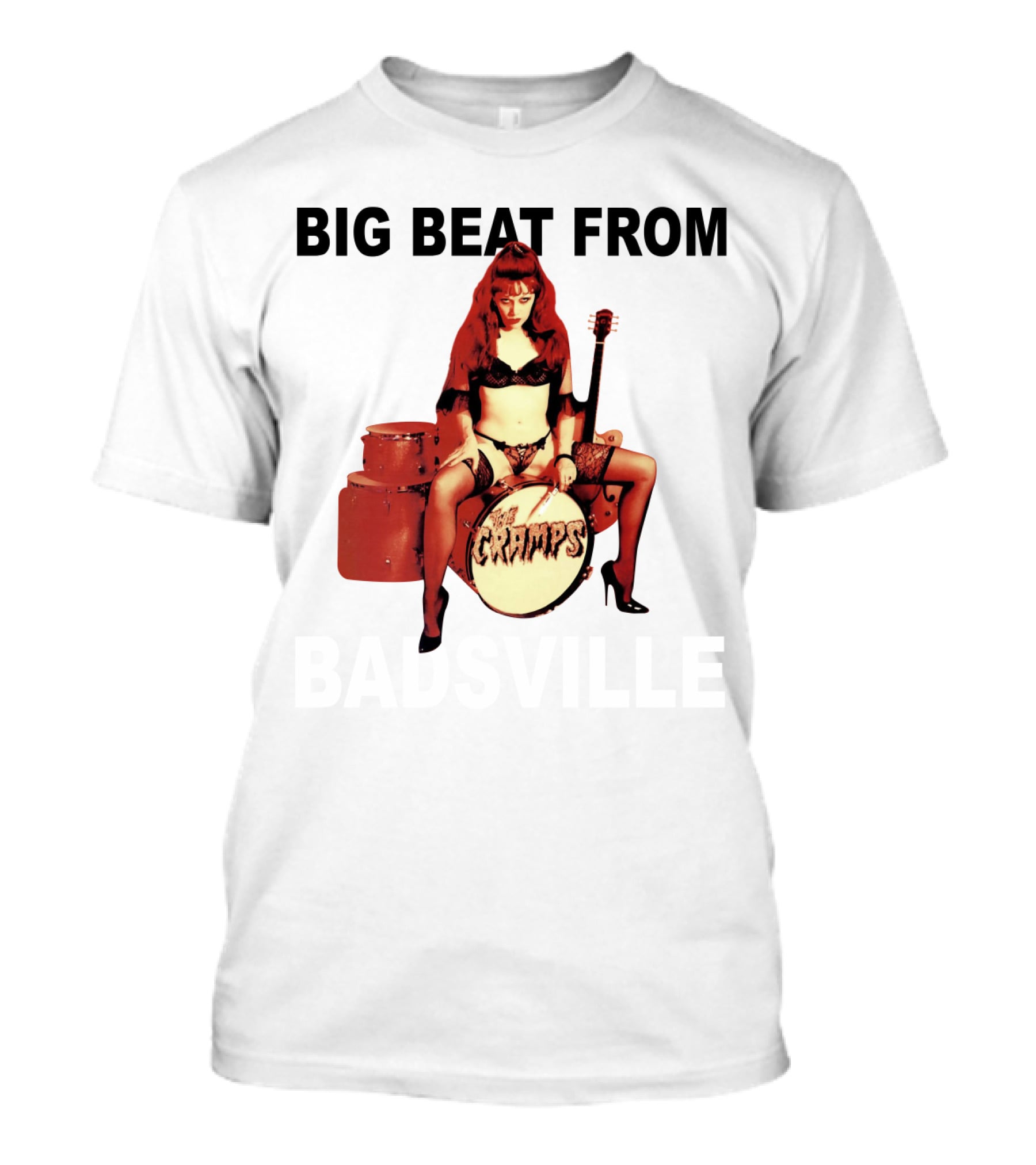 Big Beat From Badsville Cramps Tcr 18 Drummer Pinup T-Shirt