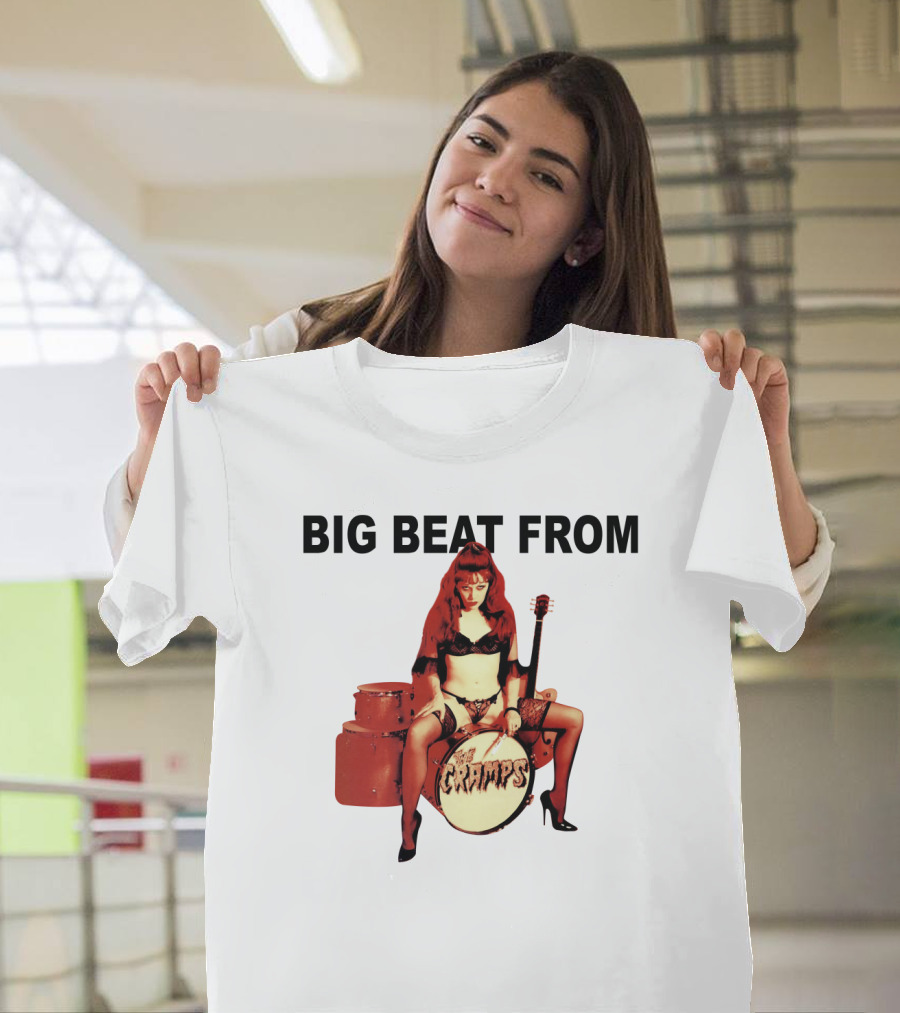 Big Beat From Badsville Cramps Tcr 18 Drummer Pinup T-Shirt