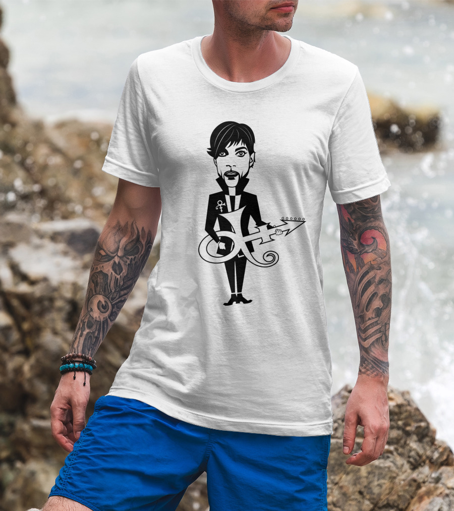 Pr 17 Prince Symbol With Guitar Caricature T-Shirt