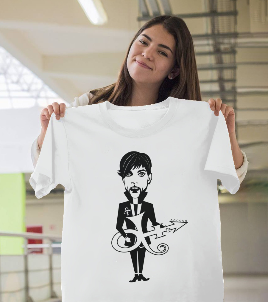 Pr 17 Prince Symbol With Guitar Caricature T-Shirt