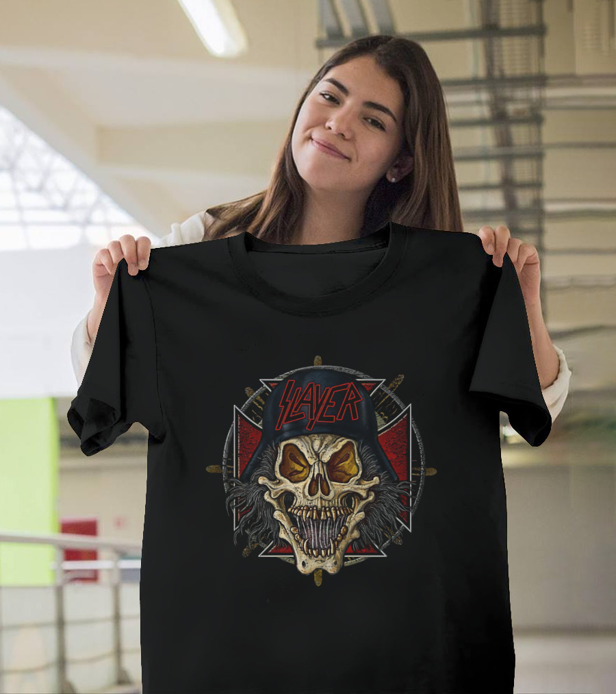 Slayer Skull With Red Pentagram Elements T-Shirt