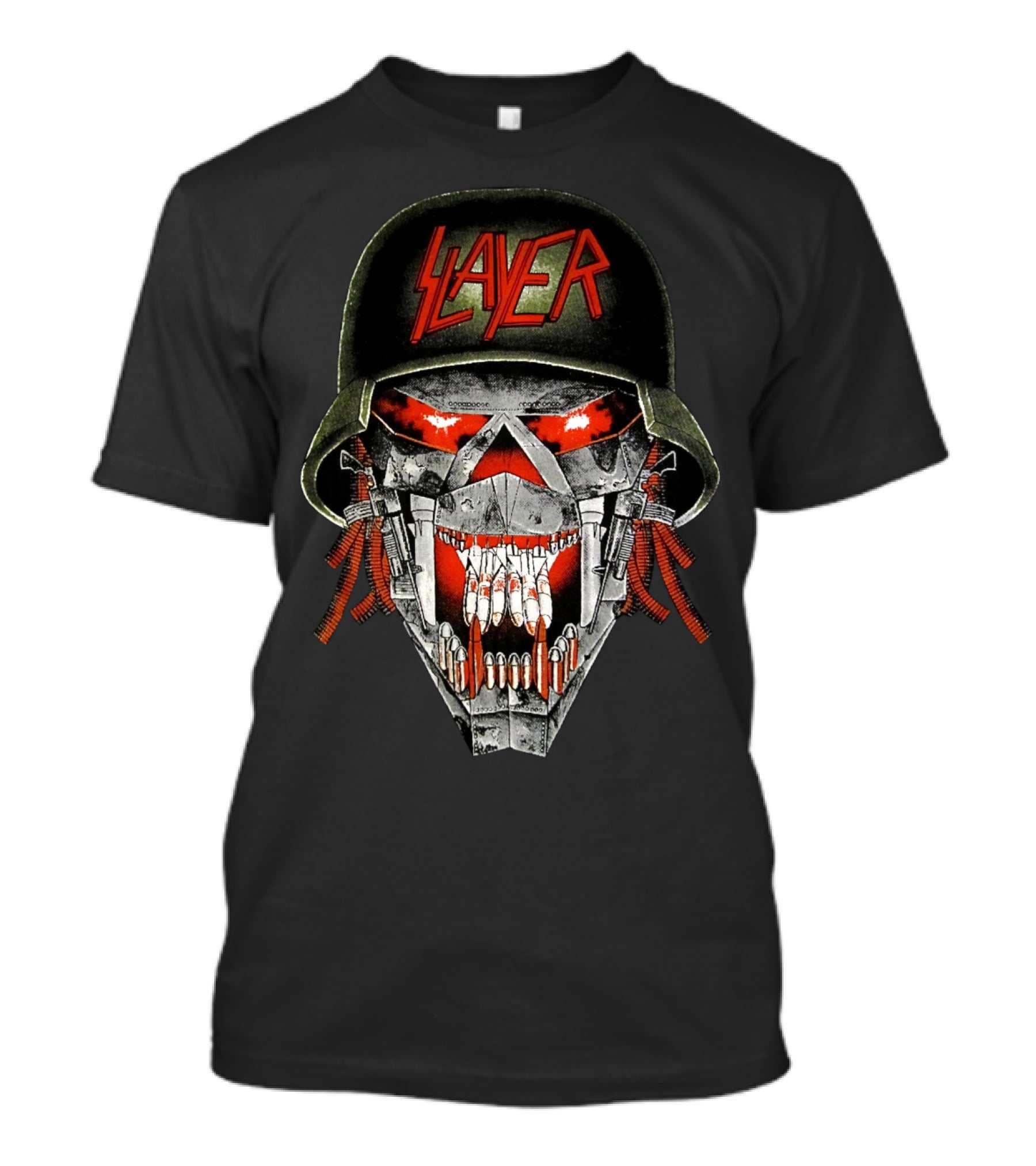 Slayer Skull Soldier Helmet Red Eyes T-Shirt