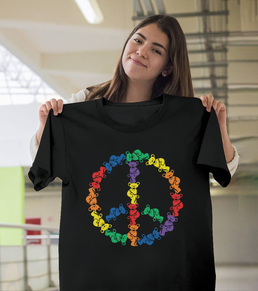 Grateful Dead Rainbow Dancing Bears Peace Sign T-Shirt