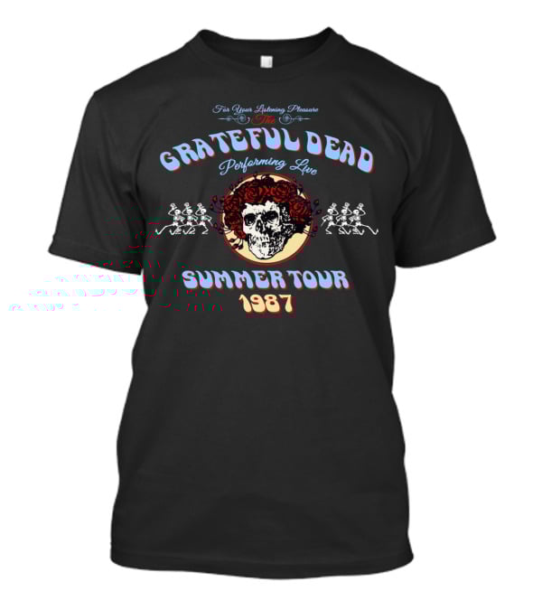 Grateful Dead Performing Live Summer Tour 1987 Skull Roses T-Shirt