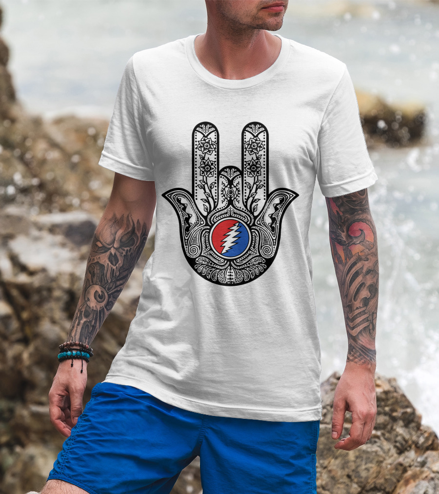 Grateful Dead Steal Your Face Hamsa Hand Art T-Shirt
