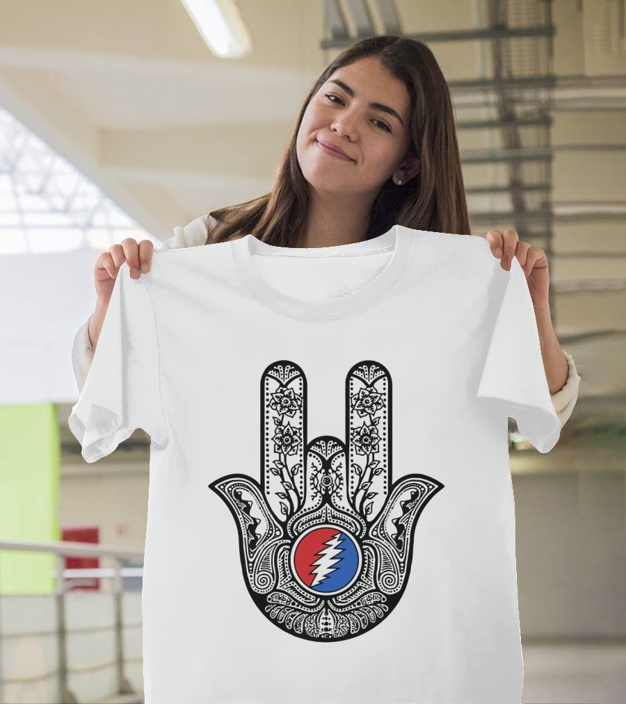 Grateful Dead Steal Your Face Hamsa Hand Art T-Shirt