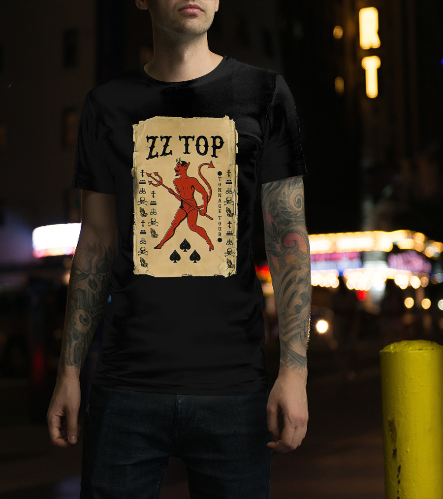 Zz Top Tonnage Tour Devil Playing Cards T-Shirt