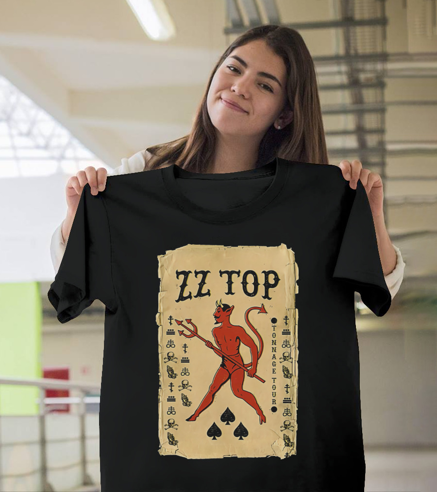 Zz Top Tonnage Tour Devil Playing Cards T-Shirt