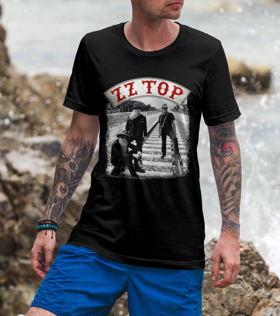 Zz Top Band On Railroad Tracks T-Shirt