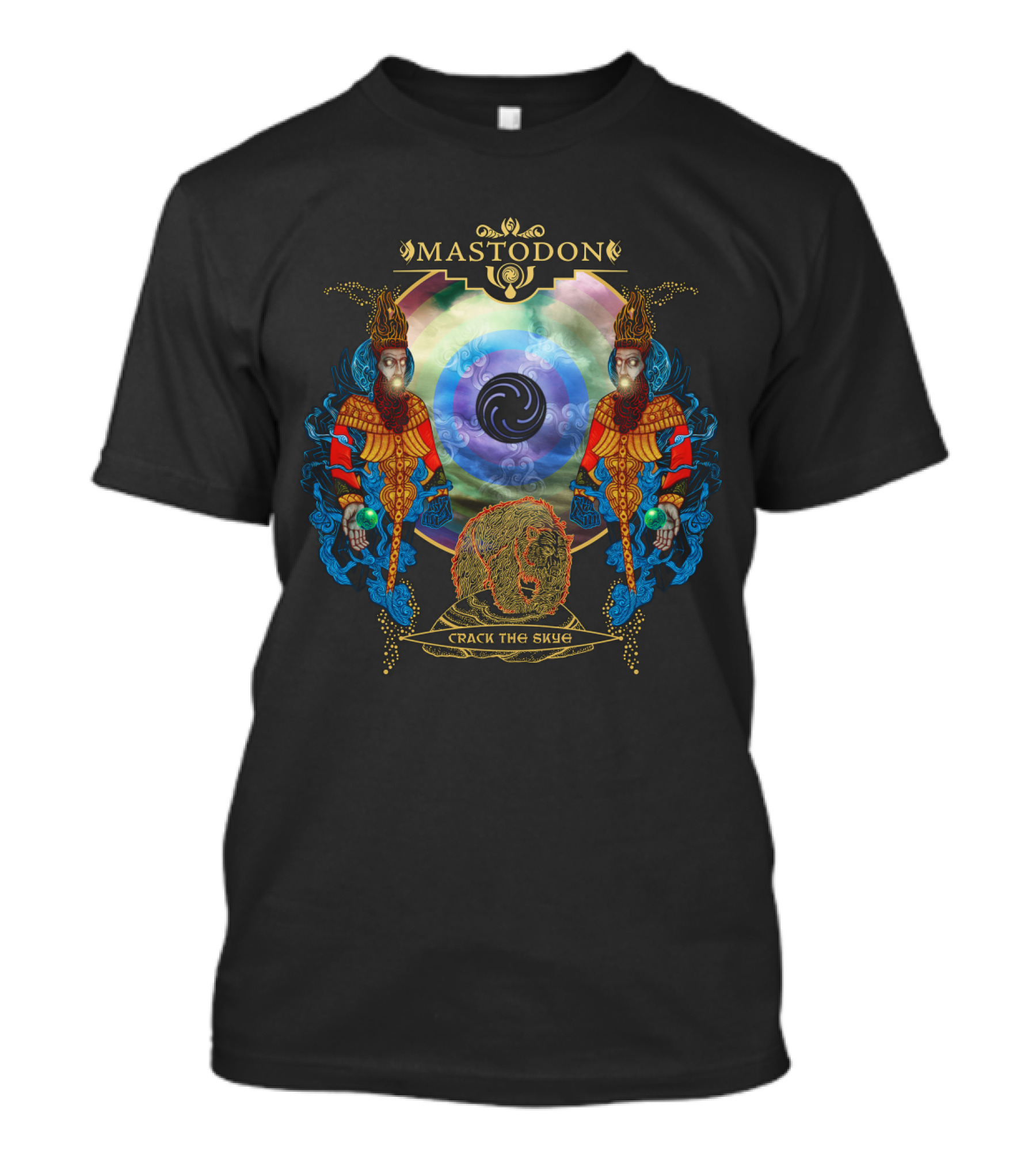 Mastodon Crack The Skye Psychedelic Album Art With Cosmic Figures And Spiral Symbol T-Shirt